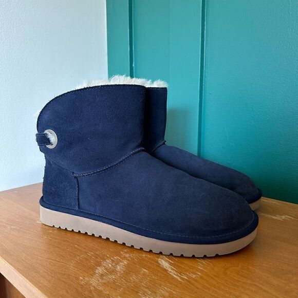 Koolaburra UGG Women’s Remley Navy Suede Mini Faux Shearling Lined Mini Boot - Picture 2 of 9